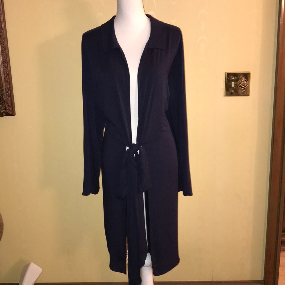 Navy Blue * Hi Low, Extended Self-Tie Tunic